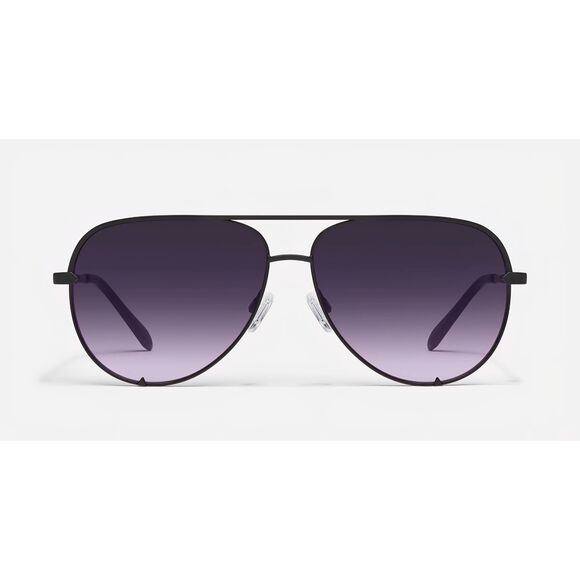 Quay Australia High Key Metal Frame XLarge Aviator Sunglasses- Black/Purple main image 4